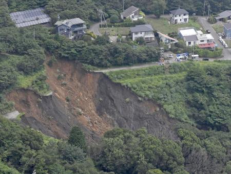 盛り土が崩れ、土石流が発生した起点＝２０２１年７月１０日、静岡県熱海市