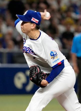 阪神戦に先発し、２勝目を挙げた中日・中西＝バンテリンドーム