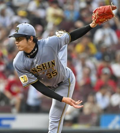 広島戦に先発した阪神・才木＝マツダ