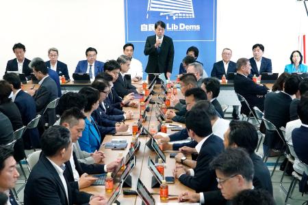 自民党が開いた税制調査会と社会保障制度調査会の合同会議＝３日午後、東京・永田町の党本部