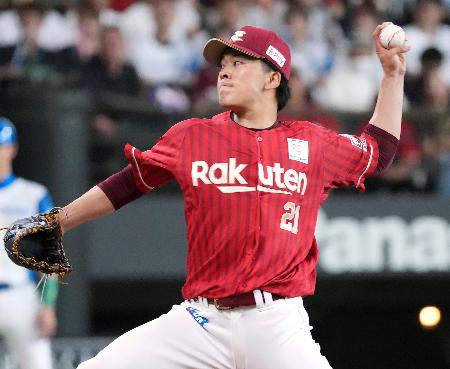 日本ハム戦に先発し、８回無失点で５勝目を挙げた楽天・早川＝エスコンフィールド