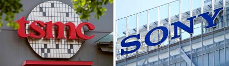 TSMC(左)とSONYのロゴマーク(共同)