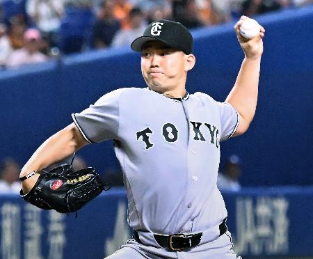 ７回無失点で３勝目を挙げた巨人・小笠原＝バンテリンドーム