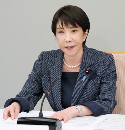 千葉豪雨の関係閣僚会議で発言する高市首相＝２１日午後、首相官邸