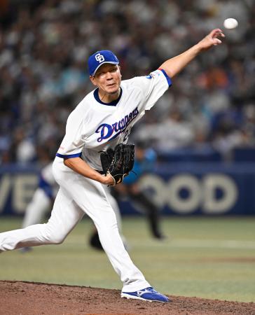 ７回１失点で９勝目を挙げた中日・大野＝バンテリンドーム