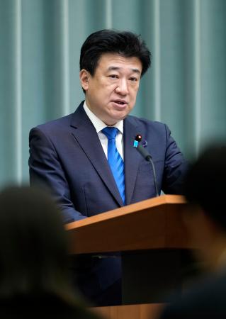 記者会見する木原官房長官＝１日午前、首相官邸