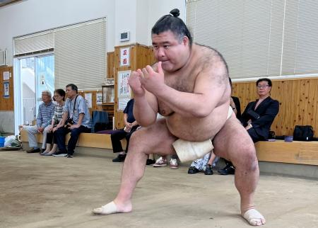 稽古する高安＝東京都江戸川区