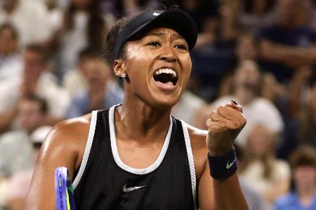 女子シングルス３回戦　ポイントを奪い喜ぶ大坂なおみ＝ニューヨーク（ＡＰ＝共同）