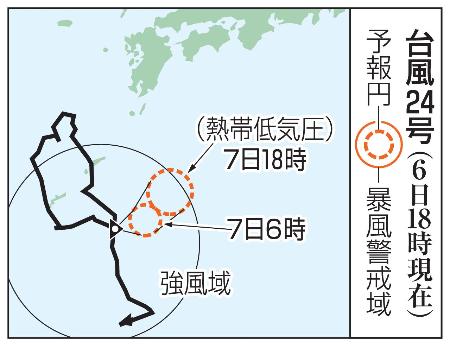 　台風２４号の予想進路（６日１８時現在）