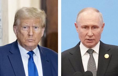 （左から）トランプ米大統領（ゲッティ＝共同）、ロシアのプーチン大統領