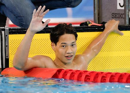 少年男子Ａ４００メートル個人メドレーで優勝した愛知・沼田頼人＝マエダアリーナ
