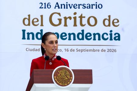 　メキシコのシェインバウム大統領＝１６日、メキシコ市（ロイター＝共同）