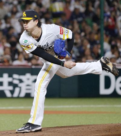 西武戦に先発したソフトバンク・上沢＝みずほペイペイドーム