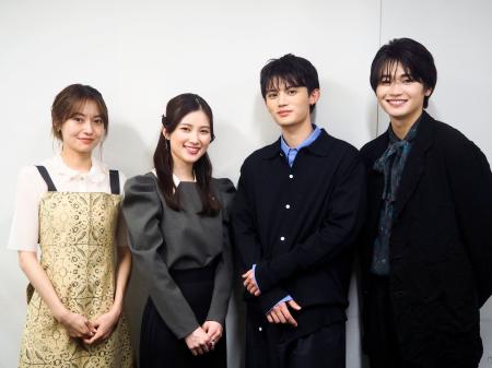 映画「キリコのタクト」に出演した（左から）田辺桃子、井頭愛海、藤原大祐、西垣匠