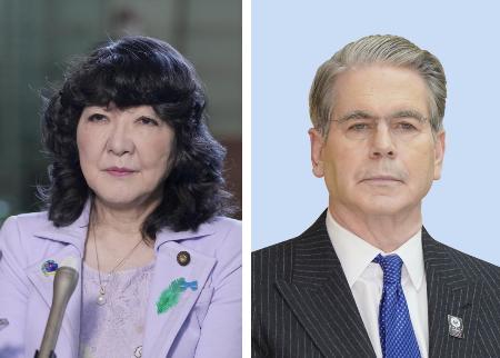 片山さつき財務相（左）、ベセント米財務長官