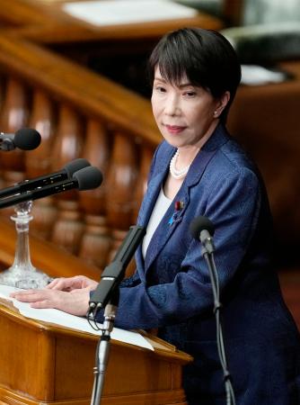 衆院本会議で在沖縄米兵の事件に言及する高市首相＝５日午後