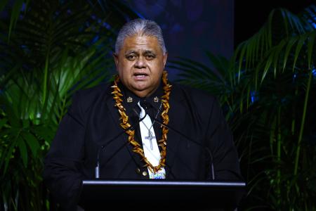 南太平洋サモアのラアウリアレマリエトア首相＝７月、オーストラリア・ブリスベン（Ｊａｓｏｎ　Ｏ’Ｂｒｉｅｎ／ＡＡＰ提供・ＡＰ＝共同）
