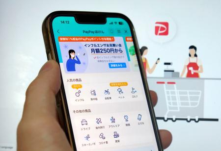 ＰａｙＰａｙ（ペイペイ）のアプリから入れるインフルエンザ保険などのサービス画面