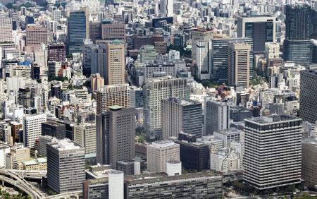東京都心のビル群(共同通信社ヘリから)