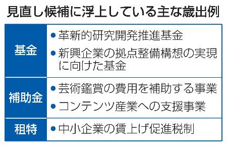 見直し候補に浮上している主な歳出例