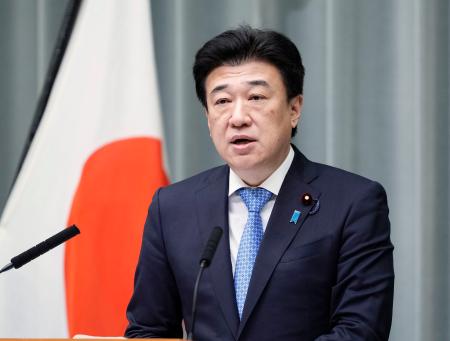 記者会見する木原官房長官＝１４日午前、首相官邸