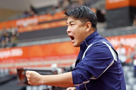 愛知・名古屋アジア大会で卓球男子中国代表を率いた王皓監督=9月(CNS=共同)