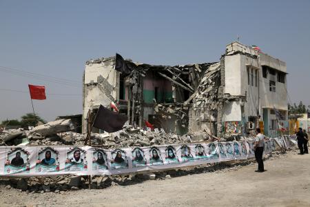 攻撃で破壊されたイラン南部ミナブの小学校=9月(ゲッティ=共同)