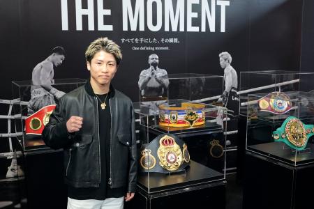 東京都内で取材に応じるボクシング世界スーパーバンタム級４団体統一王者の井上尚弥＝２２日